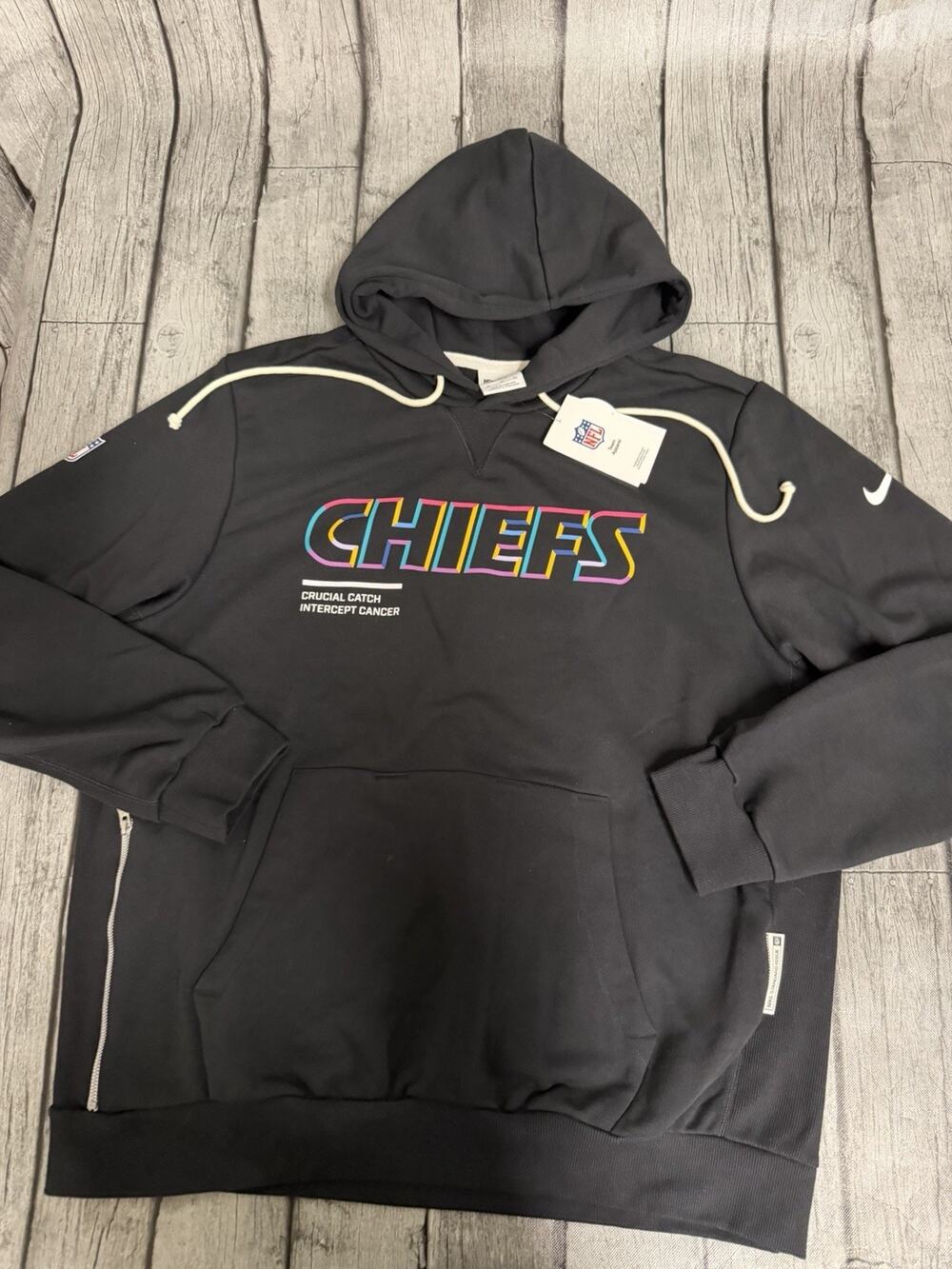 NWT Nike Men's Kansas City Chiefs Crucial Catch Black Standard Issue Hoodie XL